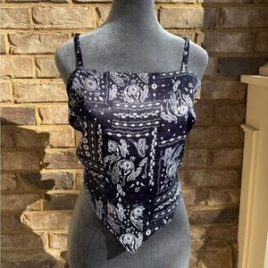 Women's Navy Blue Paisley Bandana Top